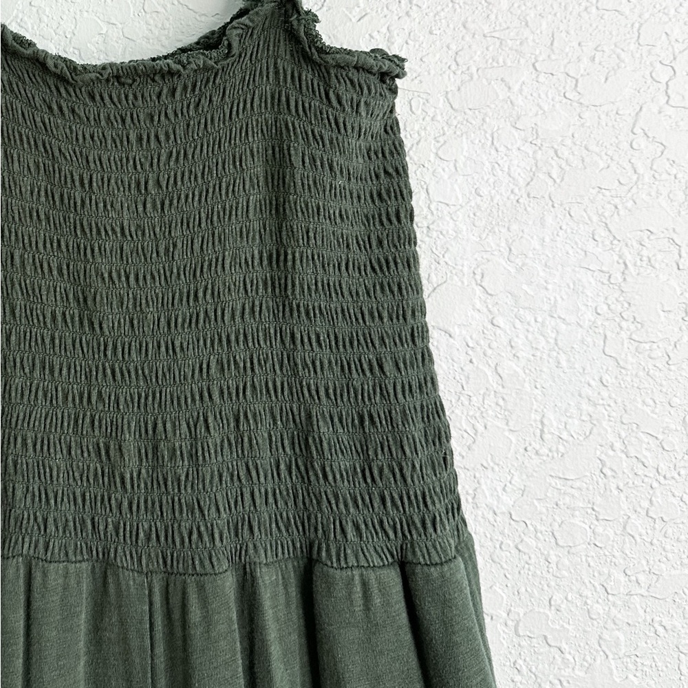 aerie Olive Green Smocked Wide-Leg Jumpsuit - Picture 4 of 9